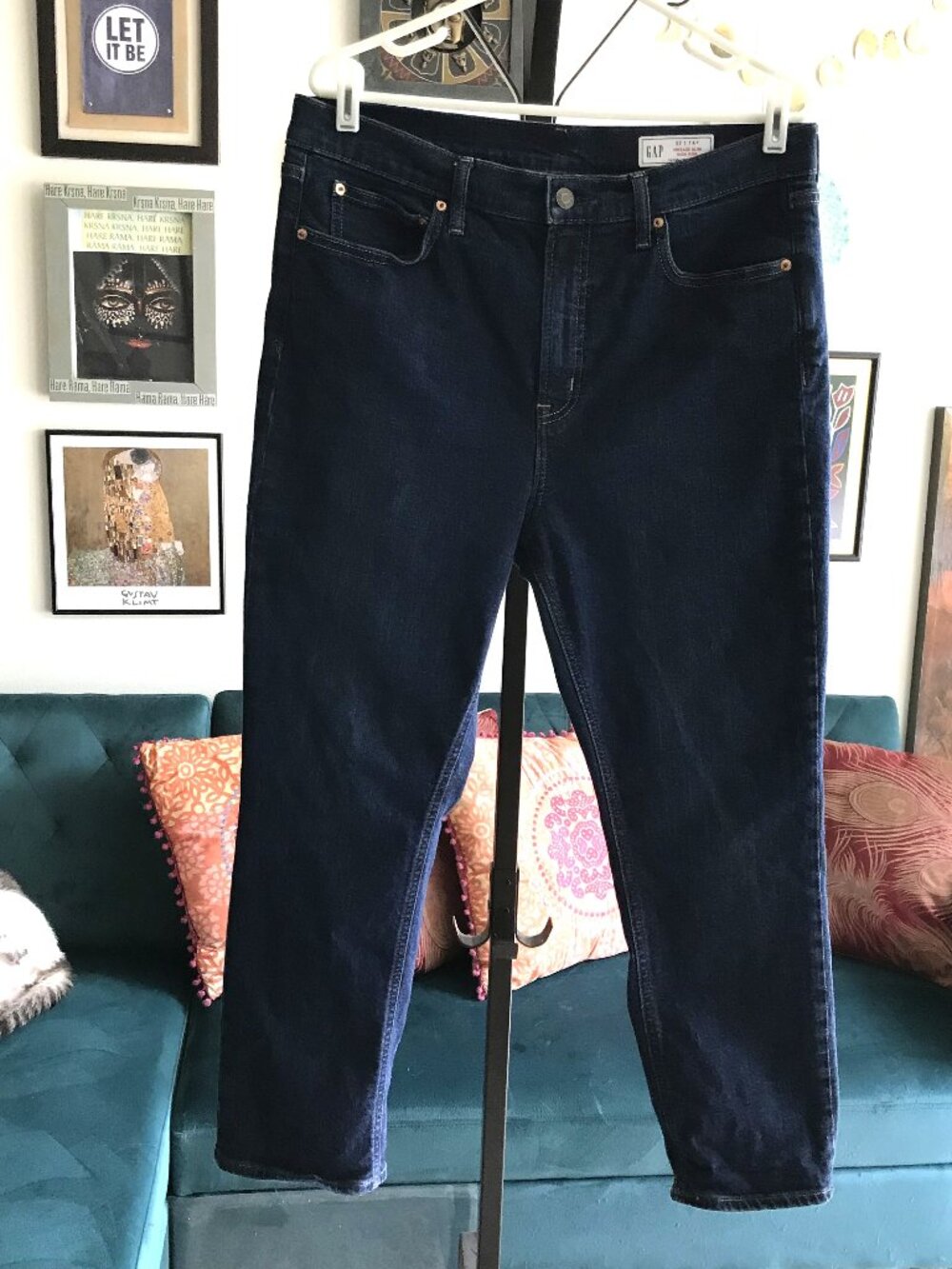 GAP size 32 / 14 Dark Rinsed Wash Stretch Denim Vintage Slim High Rise Jeans